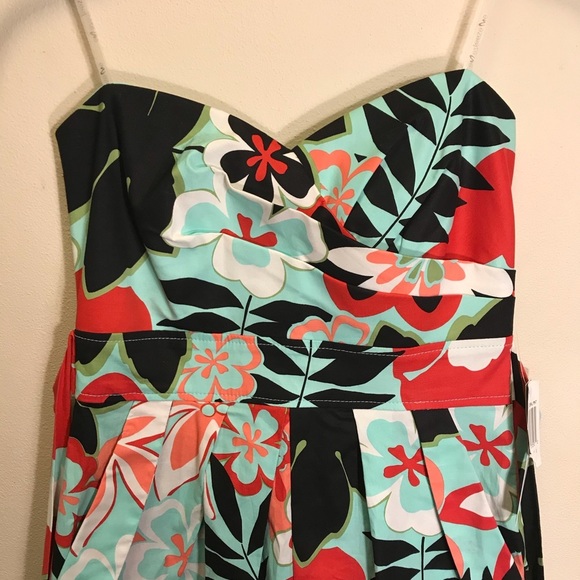 Teeze Me Tropical Print Strapless Dress - Picture 4 of 6